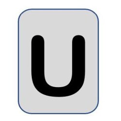 Aluminium label black/silver 40X25mm - Letter U